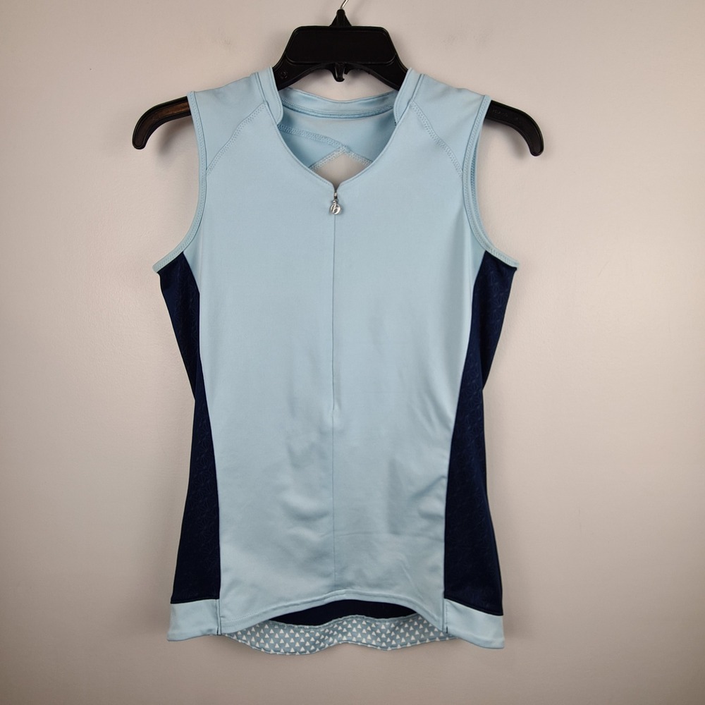 Bontrager Vella Womens Sleeveless Cycling Jersey Light Blue Navy Size S Fitted